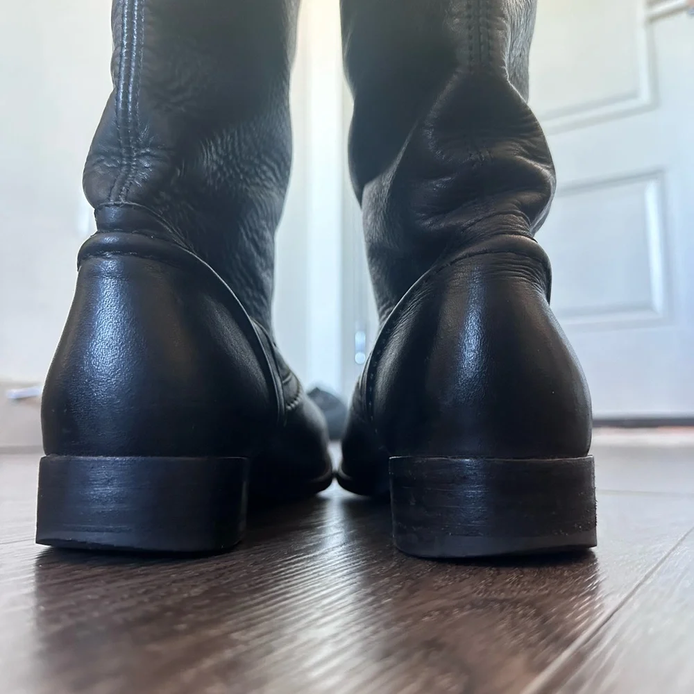 Frye Melissa Trapunto Black Leather Tall Riding/Equestrian Boot 8.5 size